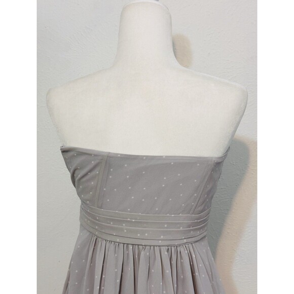Ann Taylor Size 2 Coin Grey Polka Dot Tulle Strapless Sweetheart Dress Feminine - Picture 9 of 15